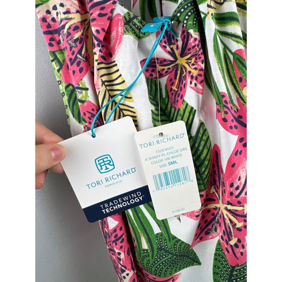 Women’s Tori Richard Small White Floral Patterned Halter Dress - Picture 5 of 5